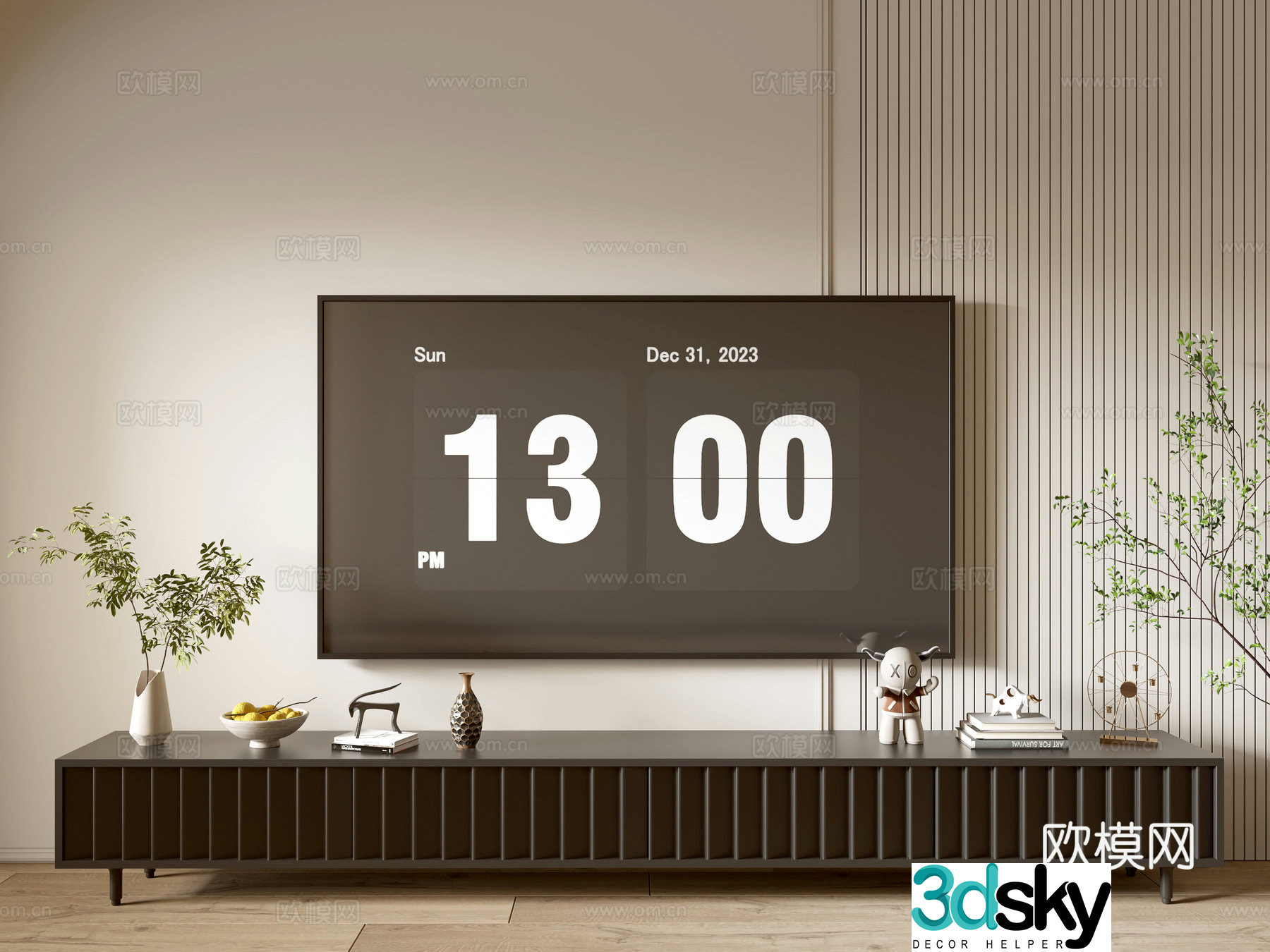 Modern black tv cabinet base cabinet 3d model