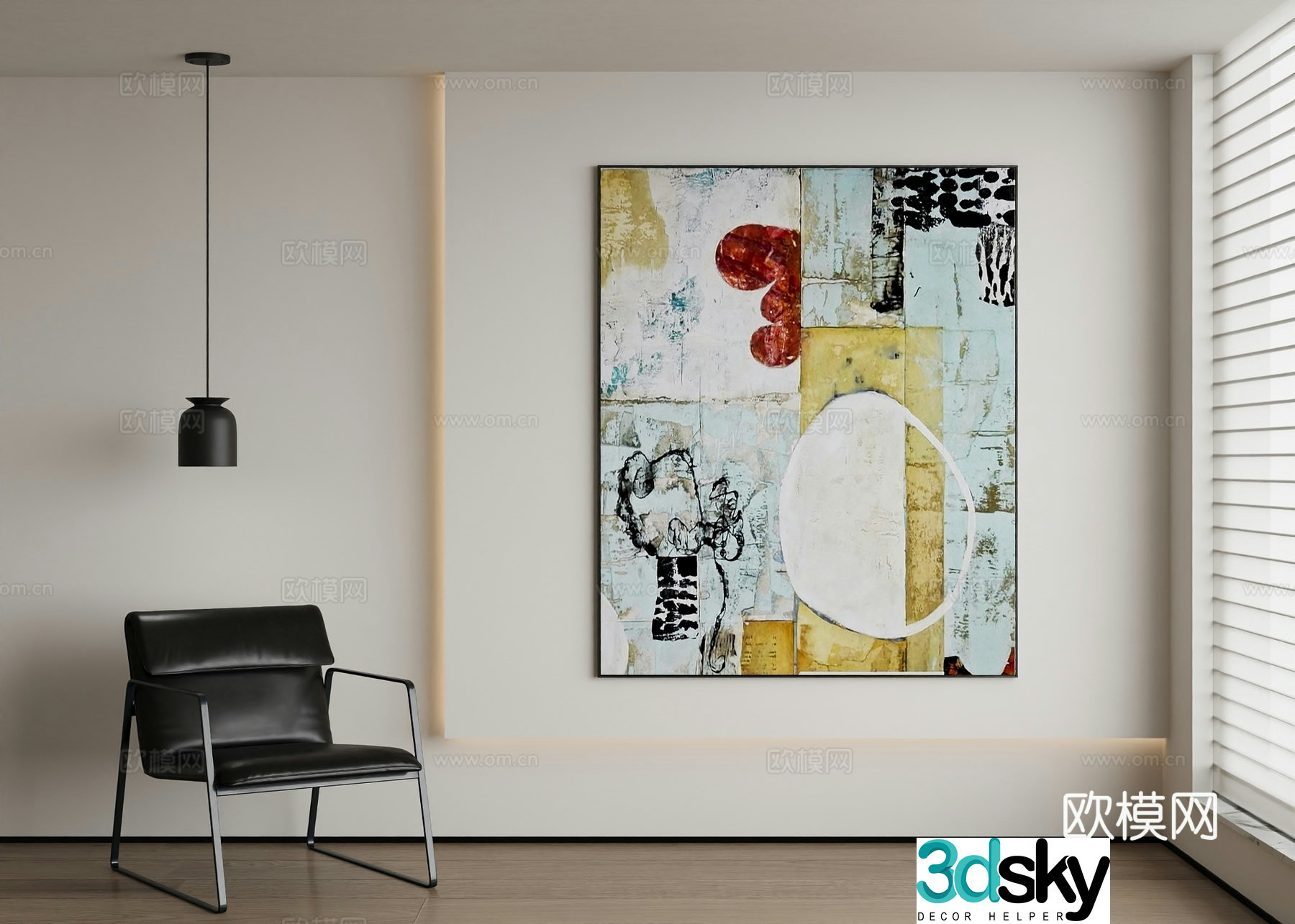 Modern abstract painting decorative painting 3d model