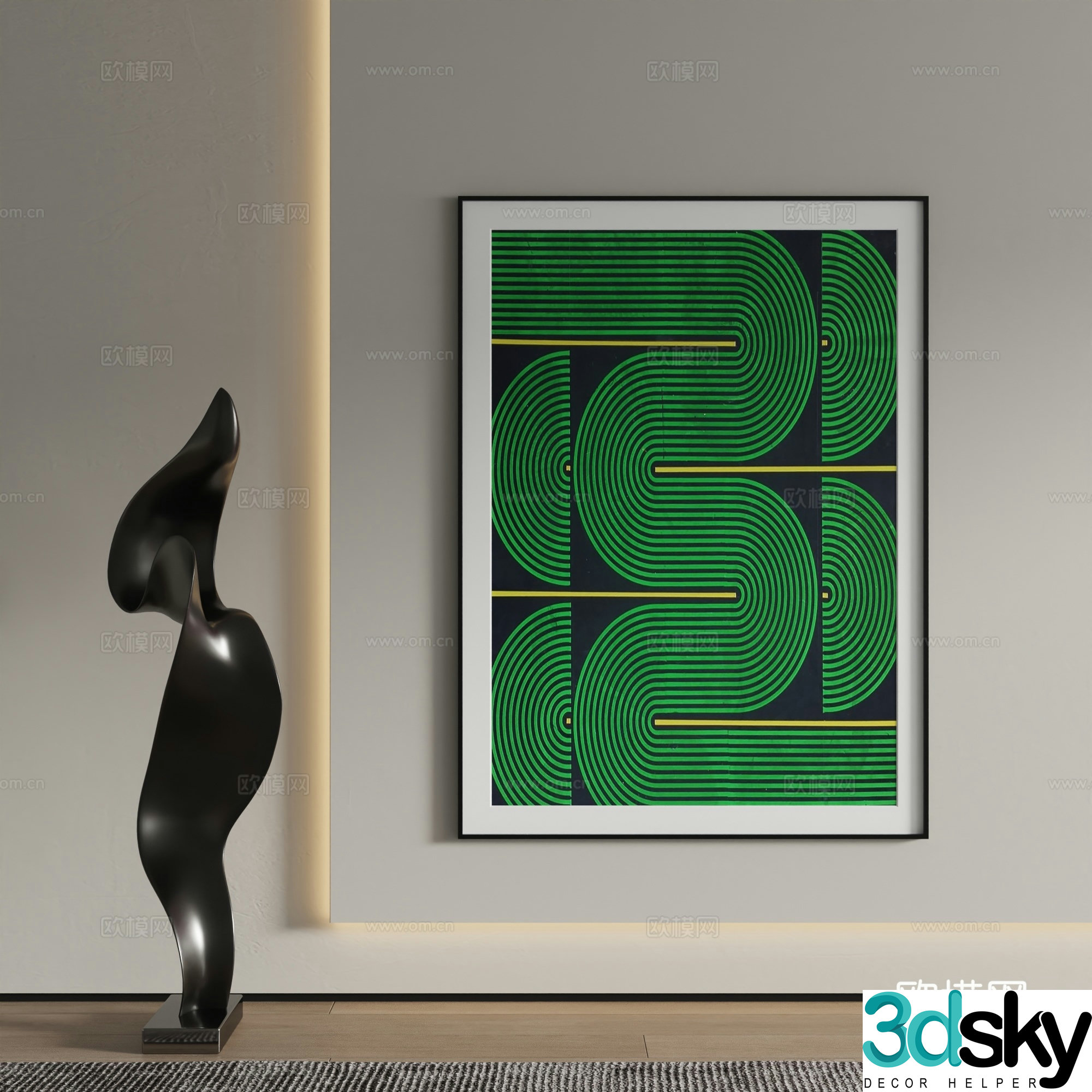 Modern decorative painting abstract painting hanging painting 3d model