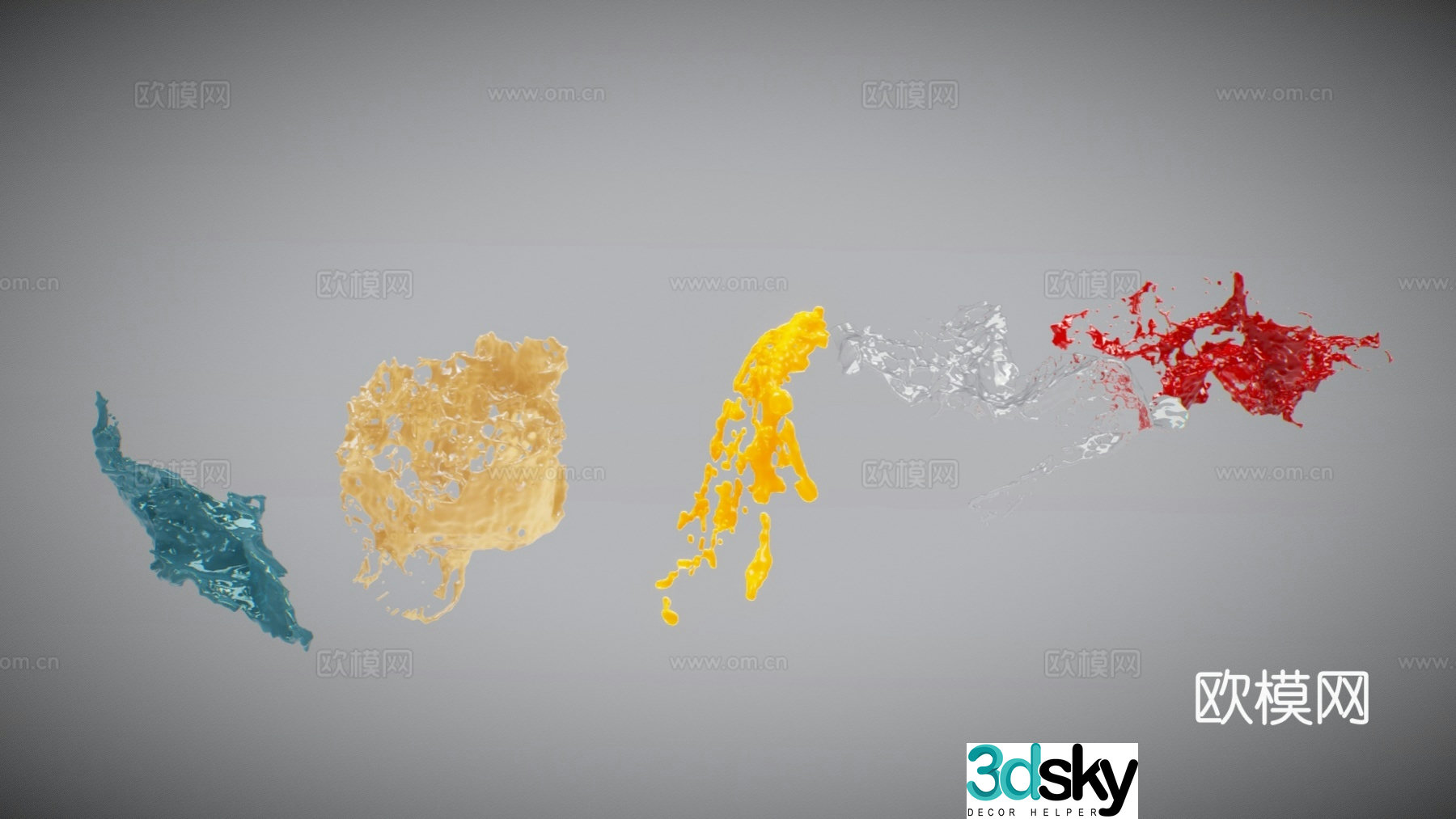 modern fountain water splash juice liquid water flow 3d model