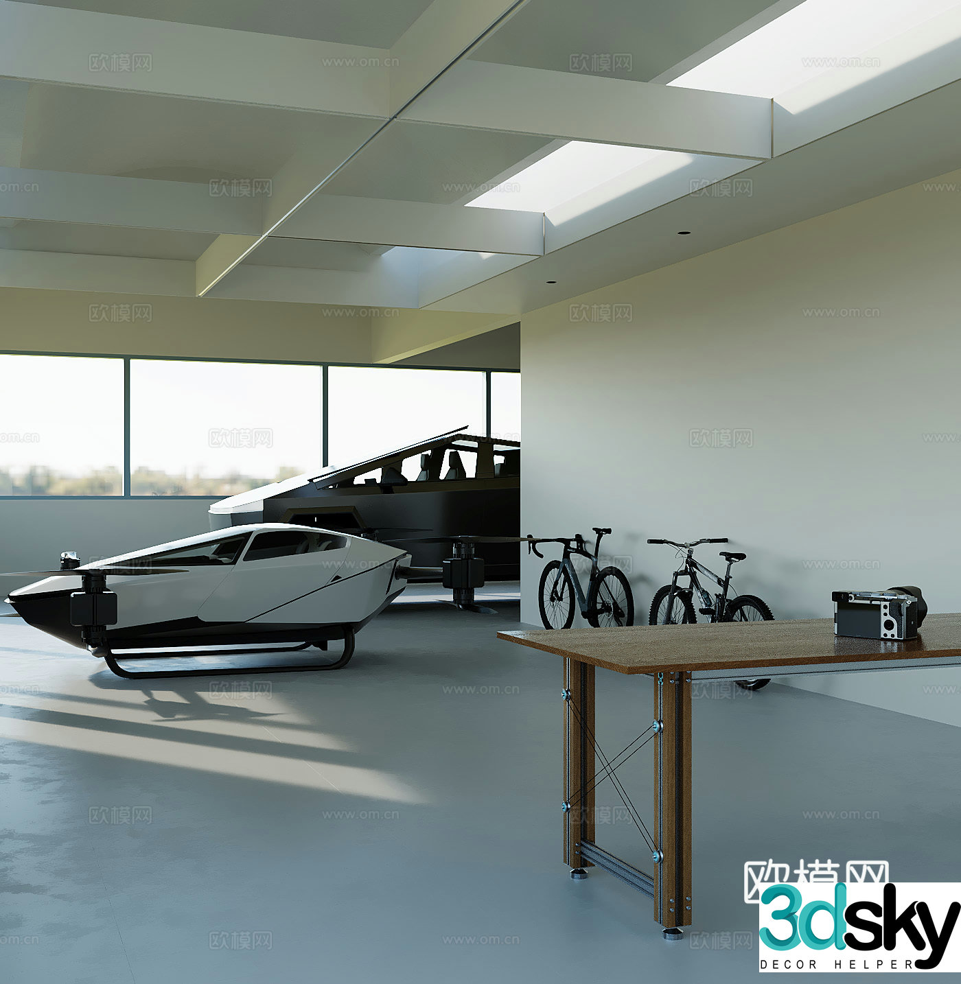 modern car garage 3d model