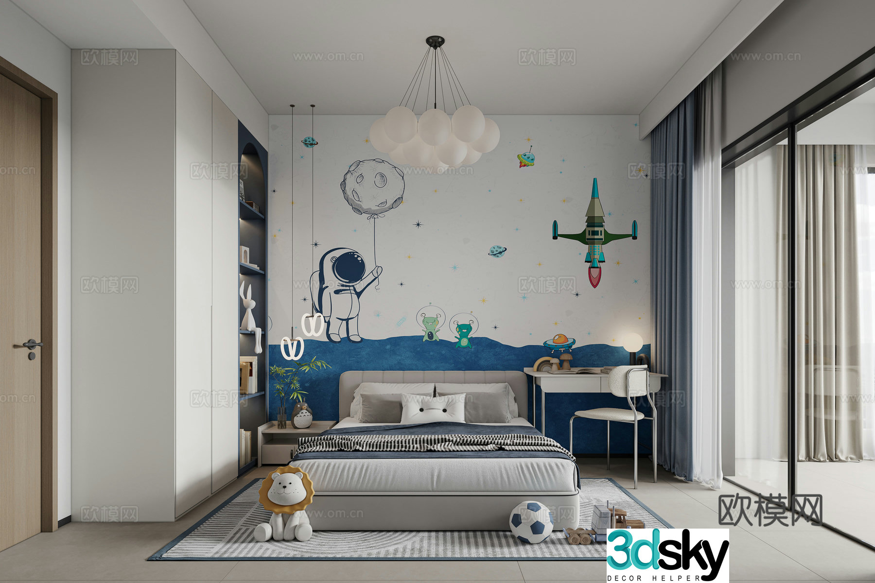 Modern children’s room boy’s room 3d model
