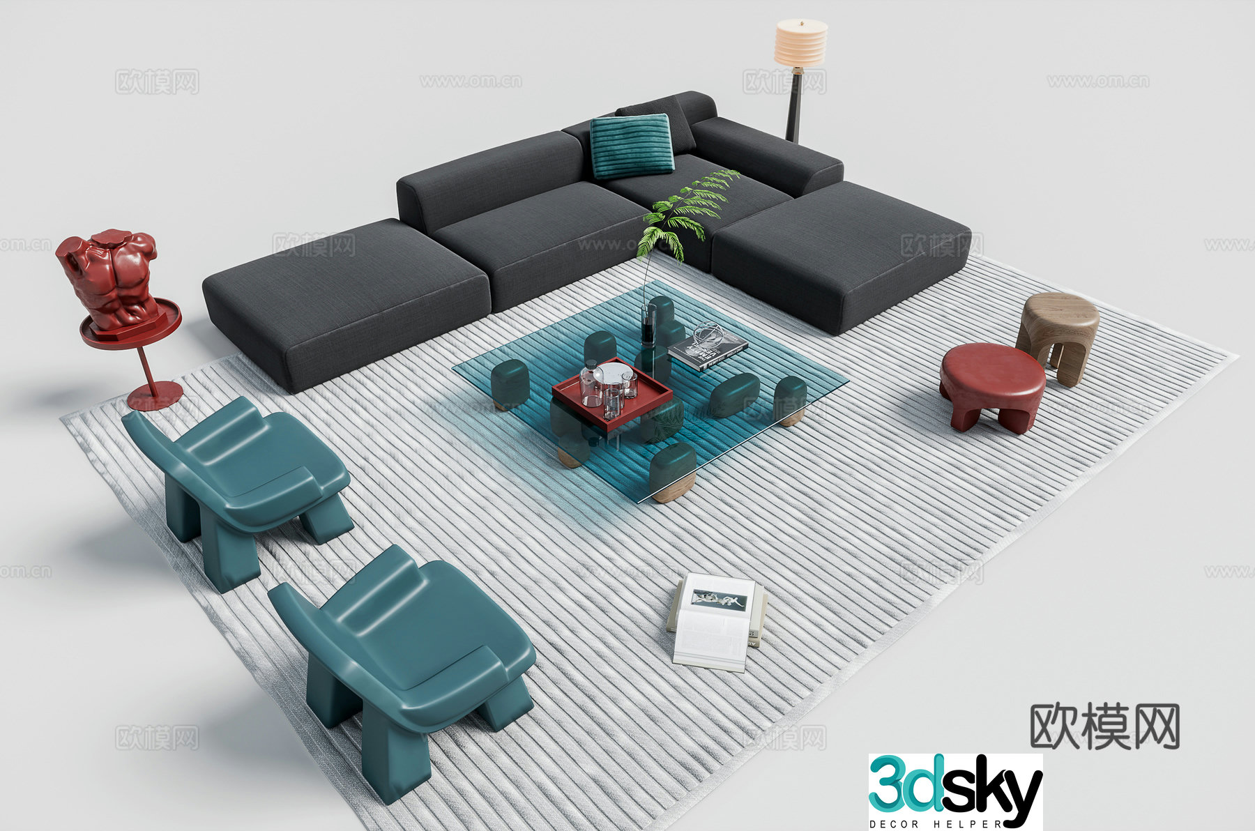 Modern modular sofa corner sofa 3d model