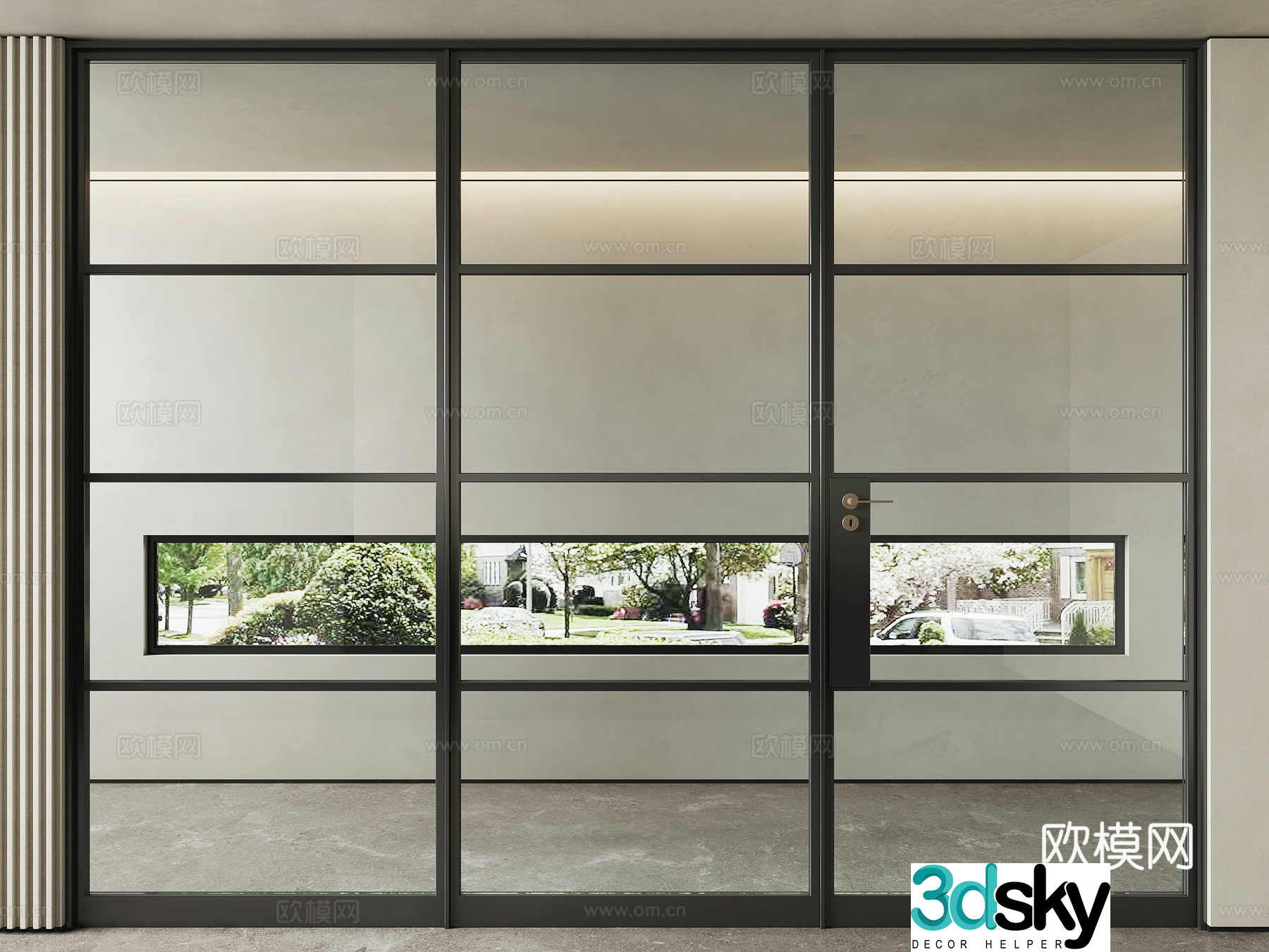 Office door high partition glass partition 3d model